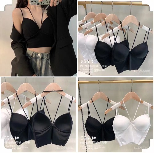 560 New style ice silk halterneck small suspender fixed one-piece with breast pads wrapped breast tube top underwear sexy hot girl top