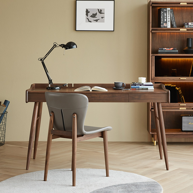 Mesa de escritorio de madera sólida estilo nórdico estilo japonés mesa de trabajo de computadora cereza red pequeña casa muebles de madera de nuez negra