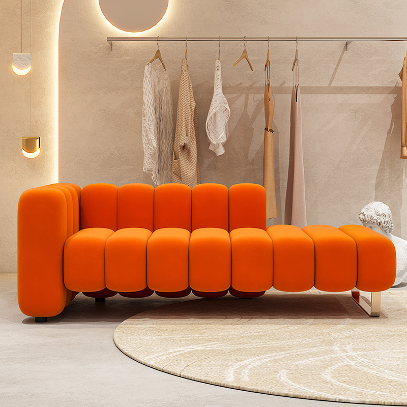 北欧轻奢丝绒布艺靠背床尾凳后现代卧室贵妃榻懒人沙发创意换鞋凳