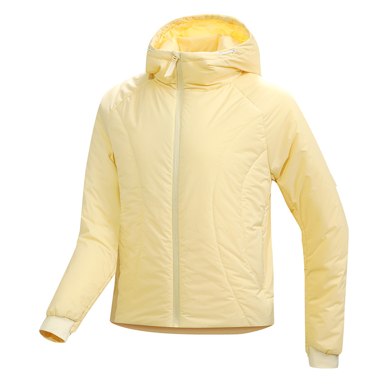 Short Style Air Fleece Cotton Jacket for Women, Outdoor Windproof, Warm and Heat-Retaining, Lightweight Like Down, Hooded Cotton Coat, Air Fleece Jacket