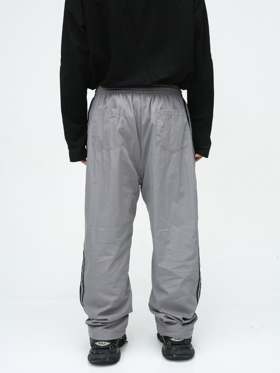 Mtlclothes ropa de los hombres | 2023 otoño americano cardigan rayas chaqueta traje casual suelta Pantalones deportivos moda