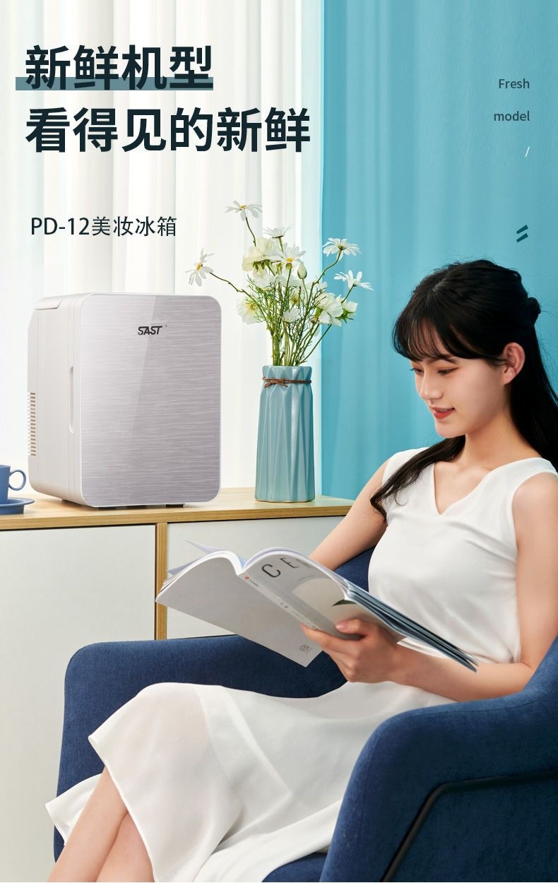 SAST mini refrigerator for cooling small cosmetics, suitable for single-person dormitory, home use, refrigeration and preservation appliance, car-mounted cooling and heating box