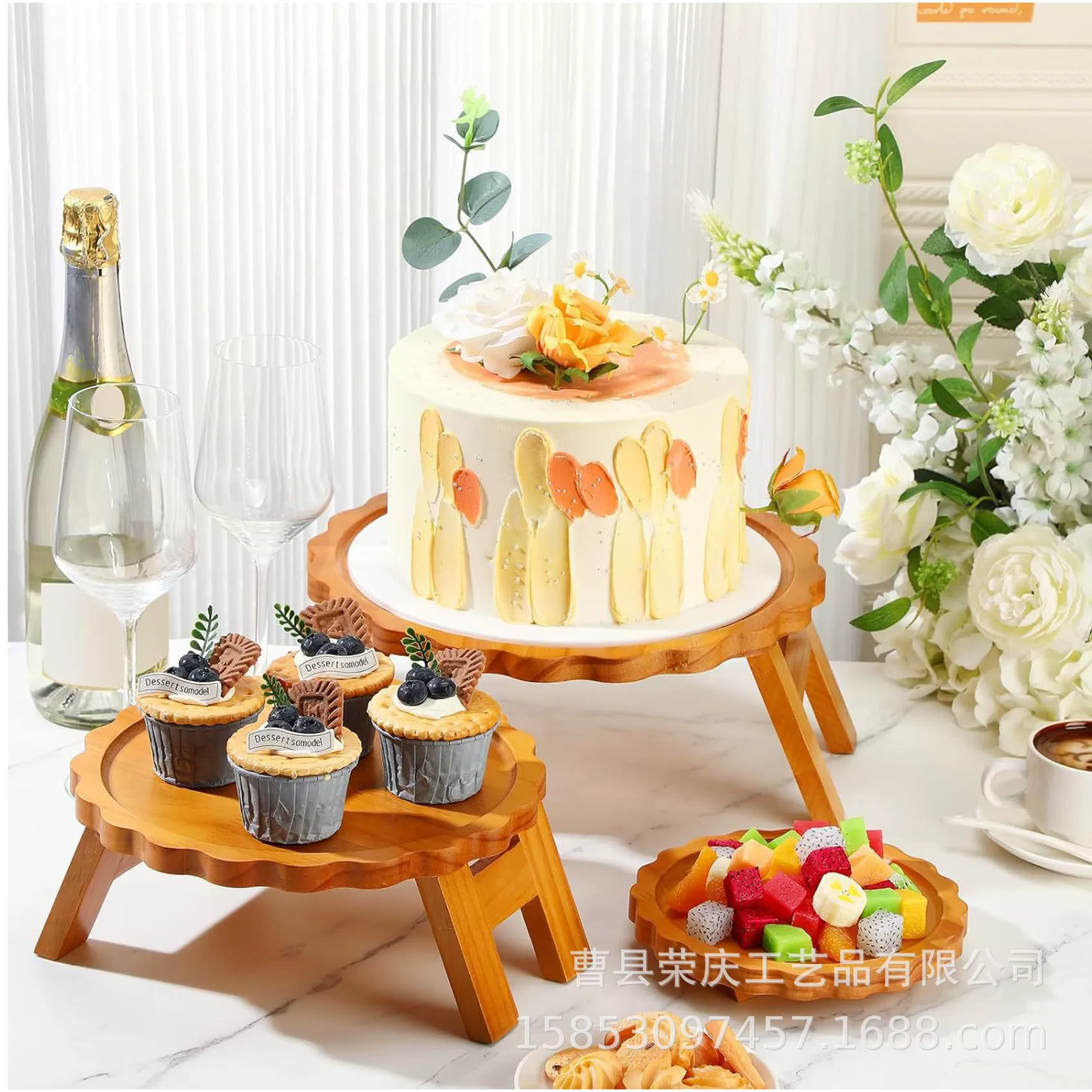 Складной деревянный поднос для торта, настольный поднос для ужина, поднос для кексов