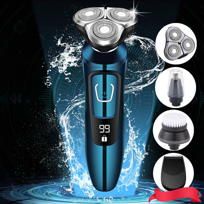 Suke Electric Shaver, Fully Washable, Beard Trimmer, Three-Blade Shaver, Lithium Battery, Led Display, Waterproof