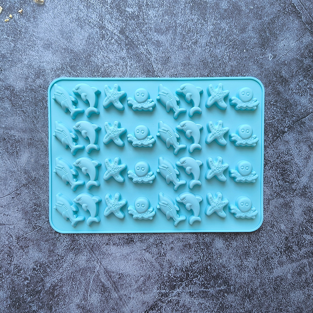 32 agujeros estrella de mar 335 chocolate molde de silicona molde de rejilla de hielo molde de galletas dulces pudín molde de horneado