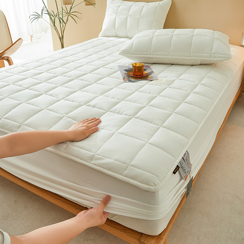 2024 nuevo estilo suave y agradable para la piel de algodón de doble cara cubierta de cama a prueba de polvo cubierta protectora de colchón acolchado con todo incluido cuatro estaciones