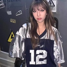 美式运动球衣短袖T恤男女夏季潮牌宽松设计感小众情侣百搭上衣潮