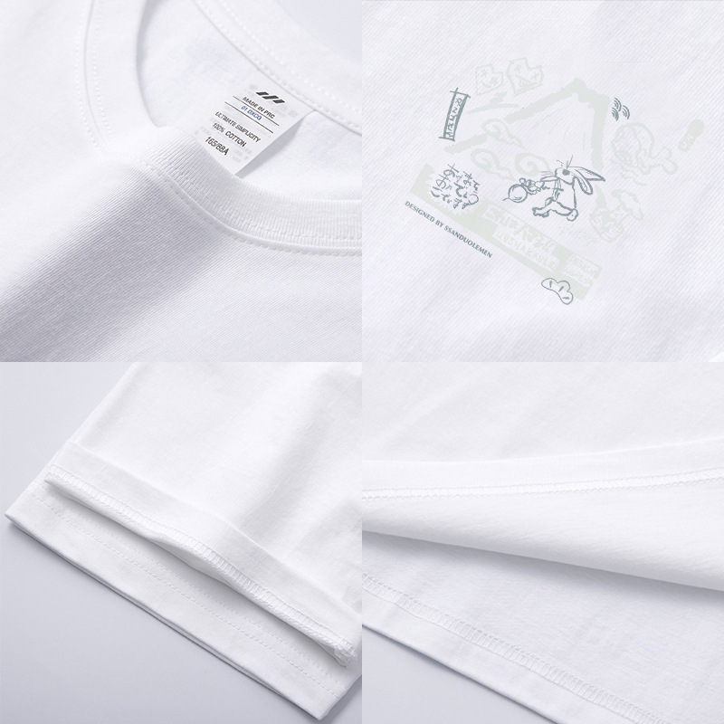 メンズトレンディブランドアメリカンマウンテンラビットプリントTシャツメンズ夏ルーズラウンドネック半袖マルチカラー多用途ボトリングシャツレディースイン|undefined