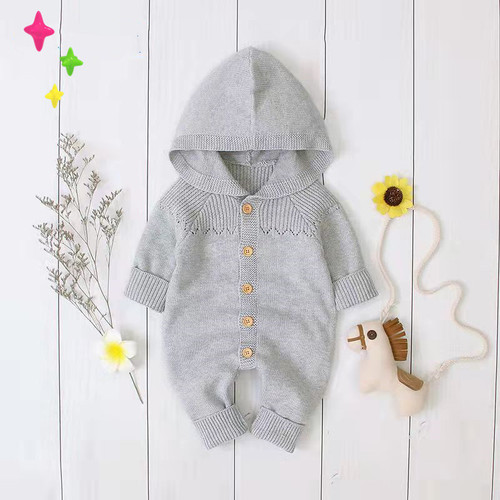 Baby knitted jumpsuit spring and autumn newborn clothing male and female baby sweater cute warm crawling clothes
