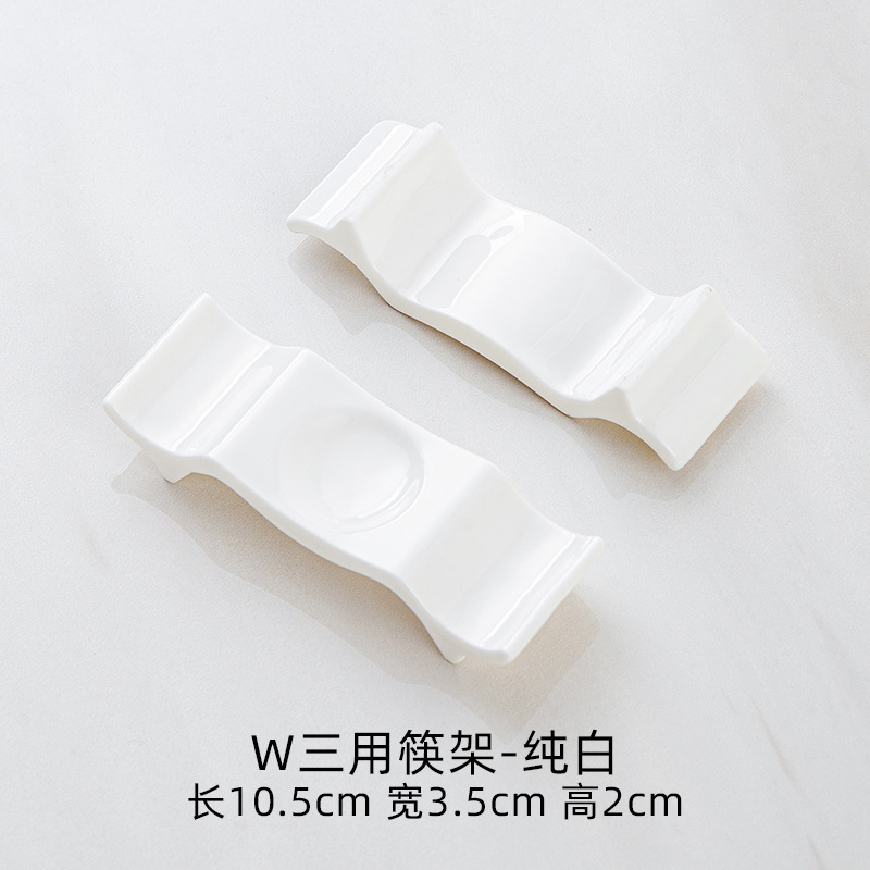 陶磁箸置きホテル置物白い金辺箸置きレストラン箸托陶磁家庭用金辺三用箸置き|undefined