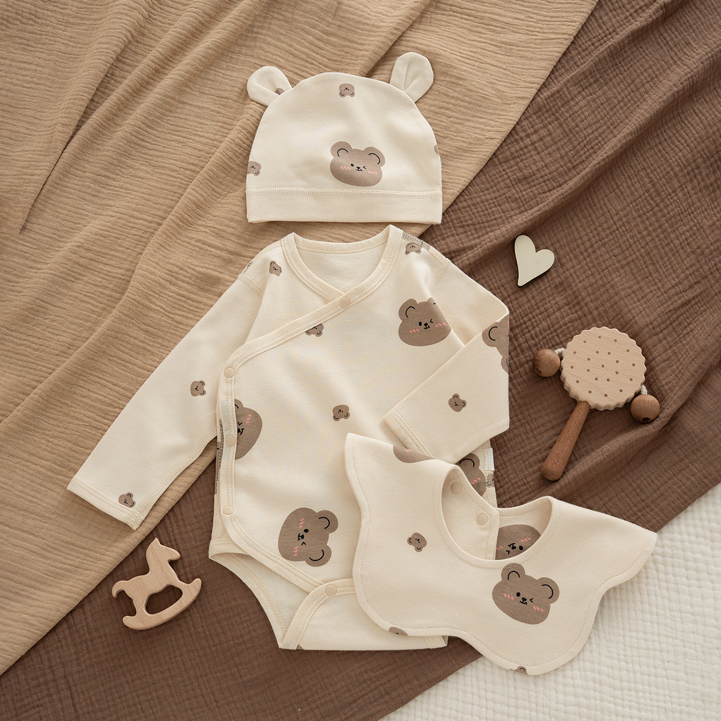 전체 인쇄 된 곰 가방 방귀 세트 3 피스 세트