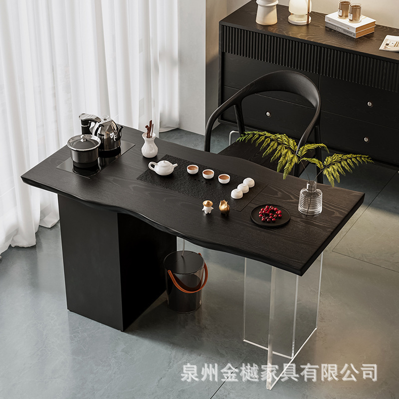 アクリル侘び寂び風無垢材茶テーブルと椅子の組み合わせ、家庭用バルコニー、小規模住宅用茶卓、カスタムメイドのレジャー家具|undefined