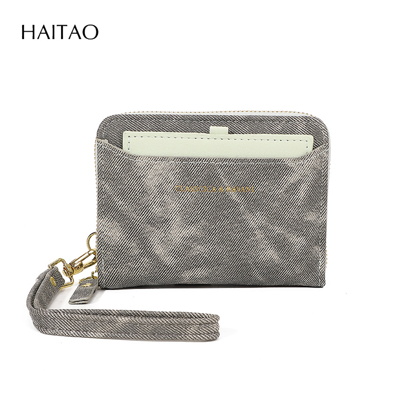 2025 estilo corto de moda color de contraste billetera de mujer estilo corto de alta gama con muñequera tarjetero monedero todo en uno