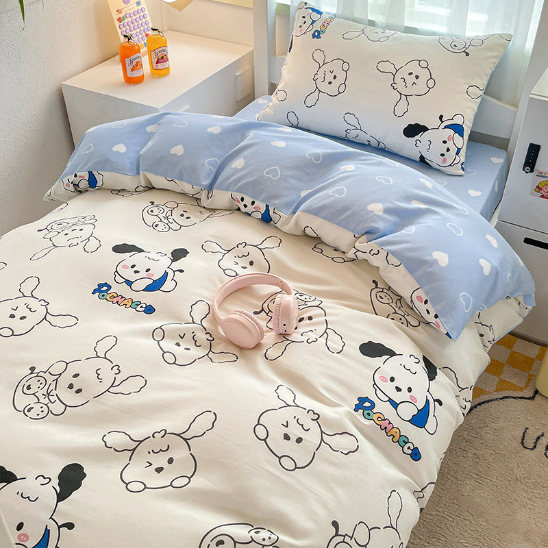 Ropa de cama de dormitorio de estudiantes universitarios de tres piezas de algodón, sábana de algodón, funda de edredón, sábana, cama, traje de cuatro piezas, verano