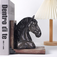 复古风马头书挡书房办公室桌面个性实用艺术家居装饰创意树脂摆件