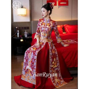 Heavy Industry Velvet Xiuhe Dress 2024 New Bride Wedding New Chinese Dragon and Phoenix Jacket Toast Dress