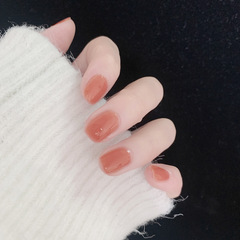 肉桂色裸色短甲美甲貼片指甲貼片假指甲穿戴甲成品可拆卸甲片