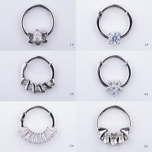 Copper gold-plated micro-inlaid zircon nose ornaments round nasal septum fashion nose ring Europe and the United States foreign trade cross-border wholesale puncture nose ring