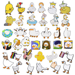 Set of Cute Cartoon Ducks Charm Badges for Backpacks and Outerwear - Adorable Animal Badges and Decorative Pins