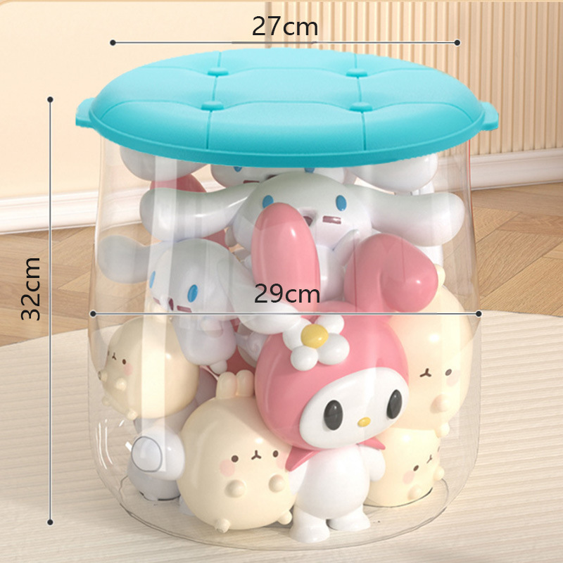 子供用収納ボックス、赤ちゃんのおもちゃ、人形、積み木収納バケツ、多機能収納プラスチック透明収納ベンチ、家庭用|undefined