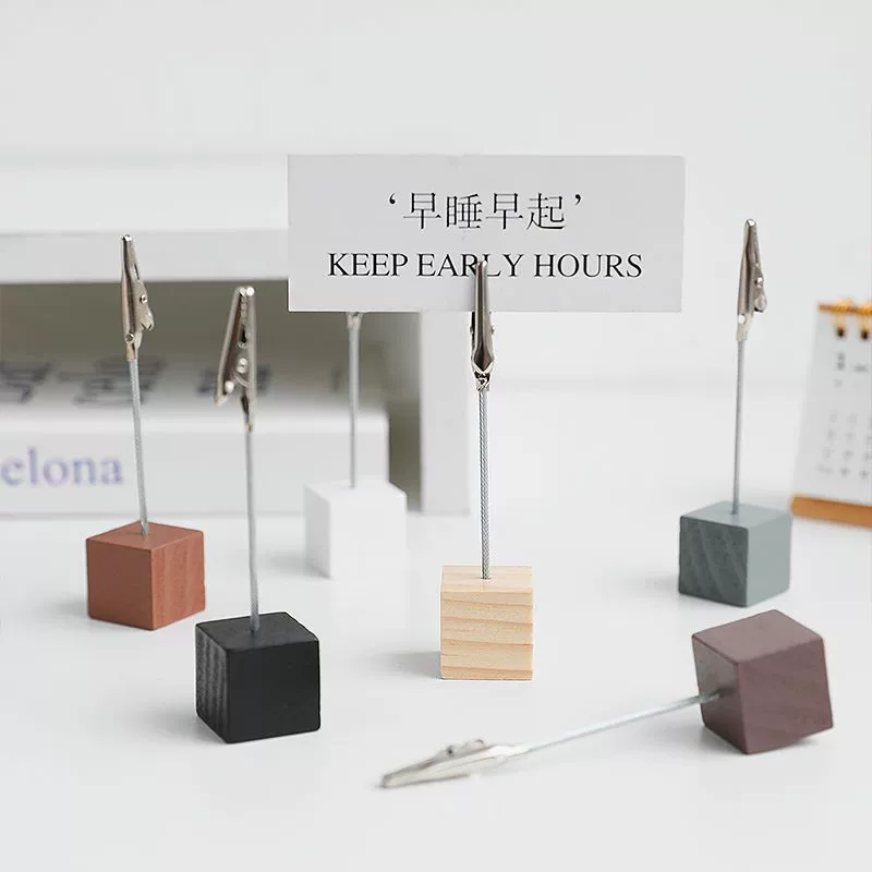 Простой деревянный держатель для заметок и фотографий в стиле ретро, настольное украшение для студентов, вертикальный держатель для сообщений и открыток DIY