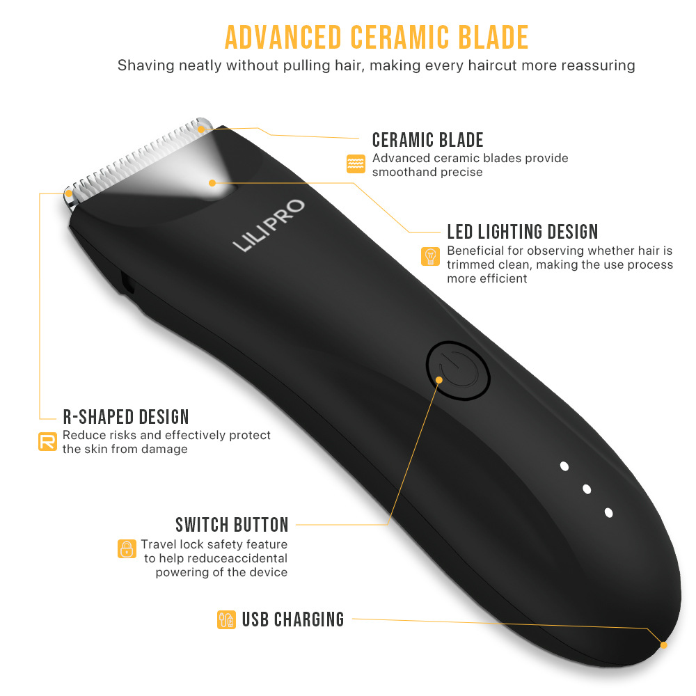 LILIPRO transfronterizo impermeable tijeras de cabello corporal afeitar afeitar secciones privadas axila afeitar pulsador eléctrico cortador de pelo eléctrico image 2