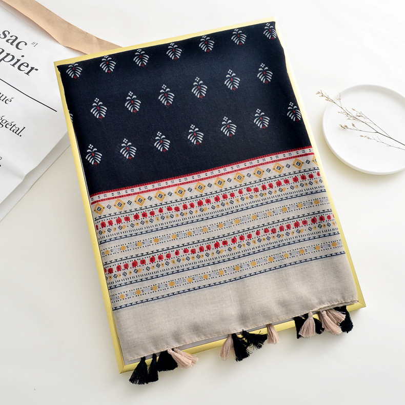 Comercio exterior Exportación arte color sólido púrpura azul geométrico playa toalla bufanda 2021 nueva primavera y verano viajes borla bufanda larga