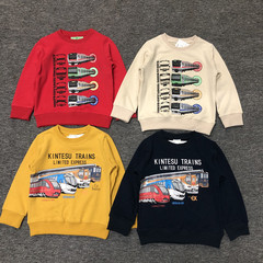 日系外貿新幹線火車系列毛圈套頭純色童裝衛衣
