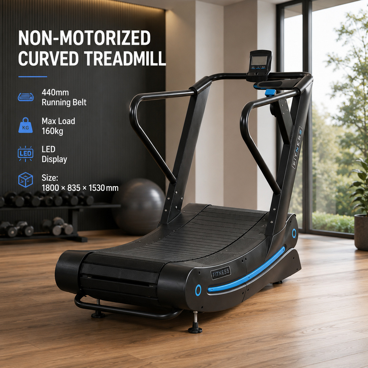 Fitness curved treadmill