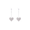 Long universal earrings heart shaped, Korean style, simple and elegant design, micro incrustation