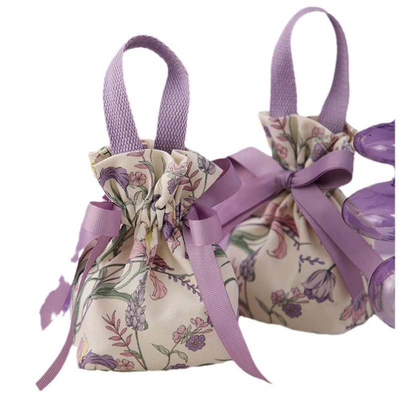 Wedding flowers wedding candy box with portable tulips canvas candy gift bunch pocket wedding bride souvenir gift