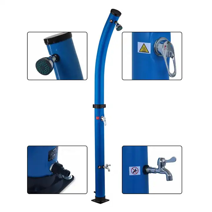 Amazon ofrece 20L cilindro curvo nuevo color plateado PVC columna de ducha solar al aire libre ducha de jardín frío