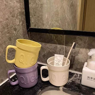 洗漱杯情侣刷牙杯套装家用漱口杯单层加厚牙刷杯学生牙缸简约风格