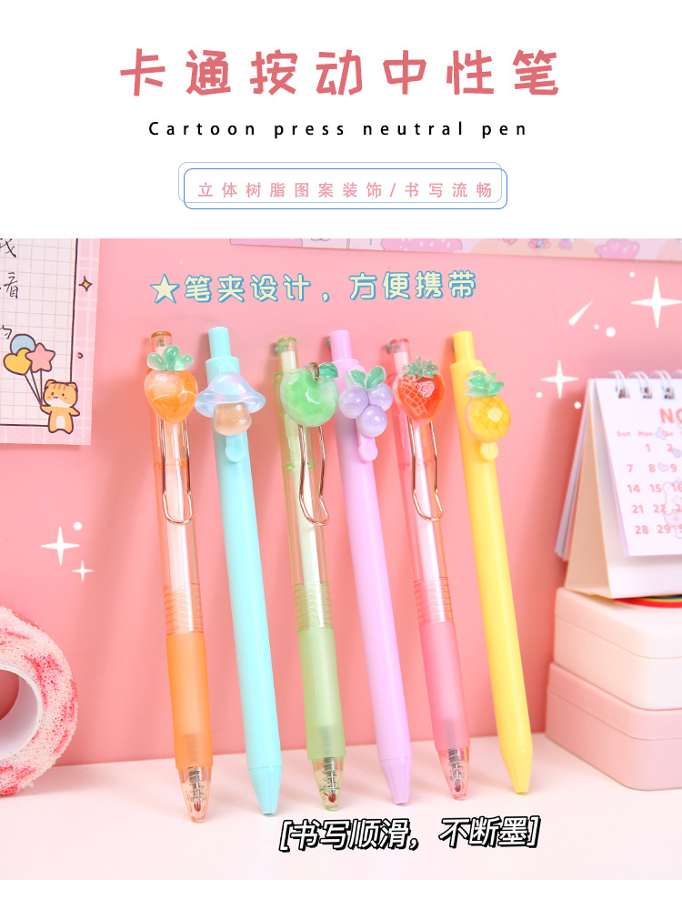 12g Weight Plastic Material Pink, Blue Color Nihaojewelry Cute Fruit Resin Press Gel Pen Wholesale Accessories 无