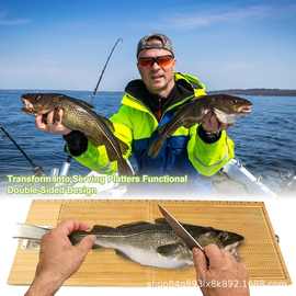 家用竹菜板钓鱼专用可夹鱼带测量尺子夹鱼案板通用多功能案板