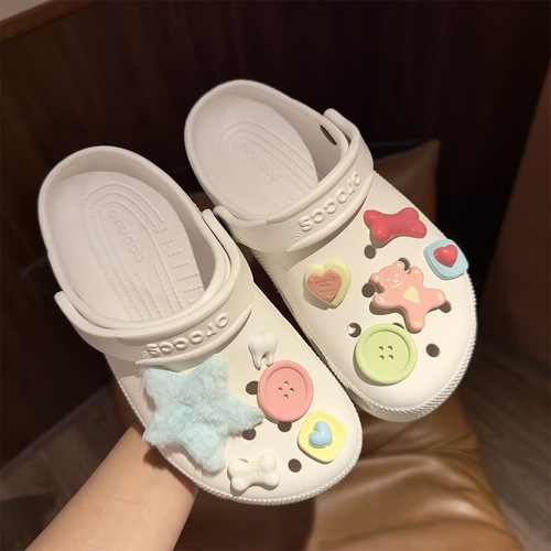 Red Book Dopamine Hole Shoes Flower Shoes Decorative Button Accessory DIY Cute Candy Color Fuzzy Five-Star Buttons