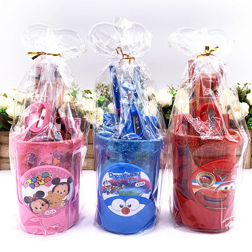 3317 Six Day Student Gifts Children's Cartoon Pen Holder Stationery Set Gift Box Back-to-School Bucket Kindergarten Hot Sale