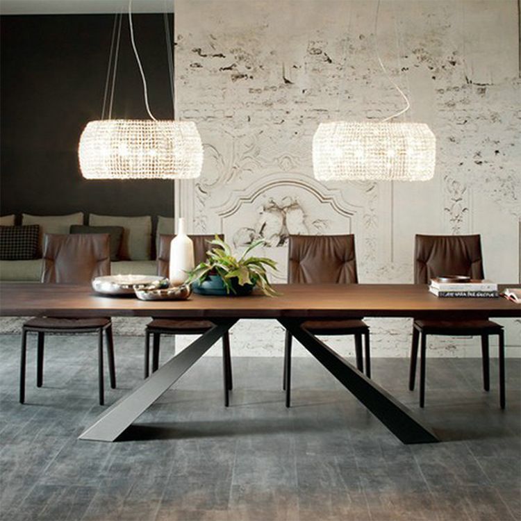 Designer solid wood dining table rectangular simple atmospheric log long table American Western restaurant leisure dining table and chair