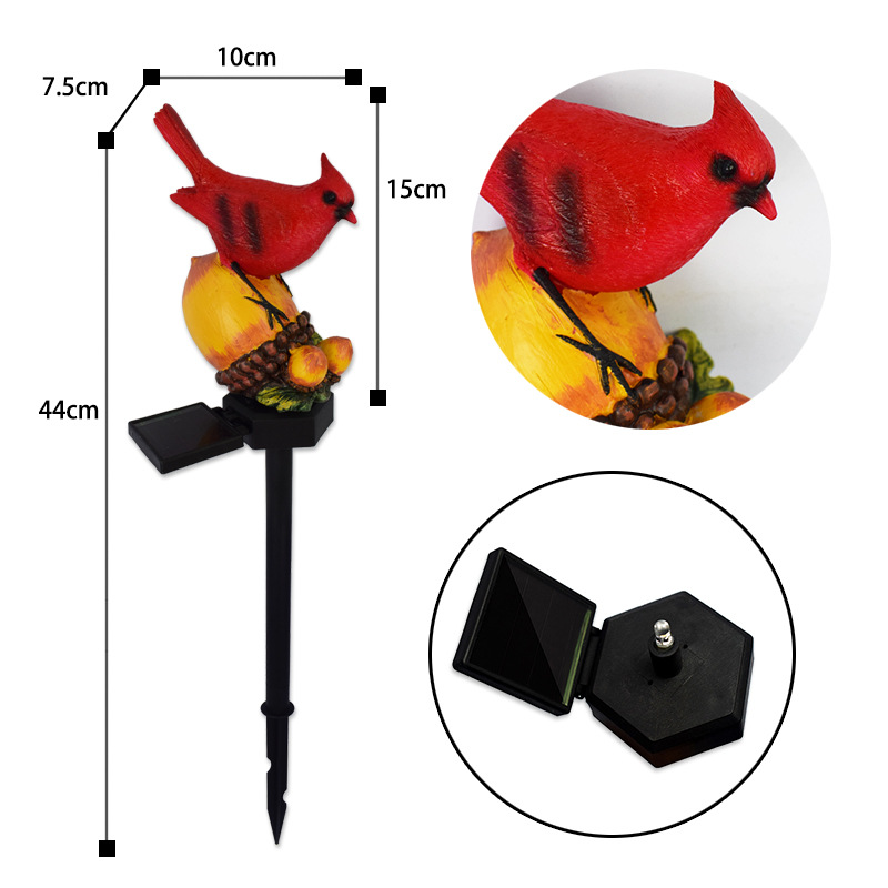 Nueva resina solar jardín Navidad pájaro de dibujos animados patio decoración jardinería al aire libre tierra plug balcón paisaje lámpara