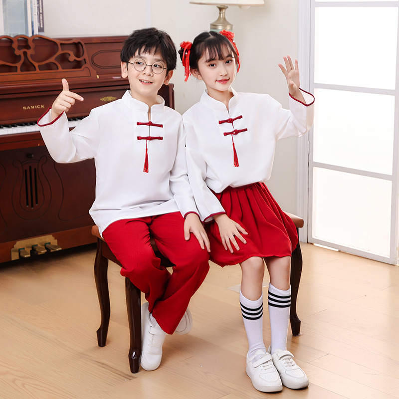 Children's sports suit for early age for students, Chinese style 2