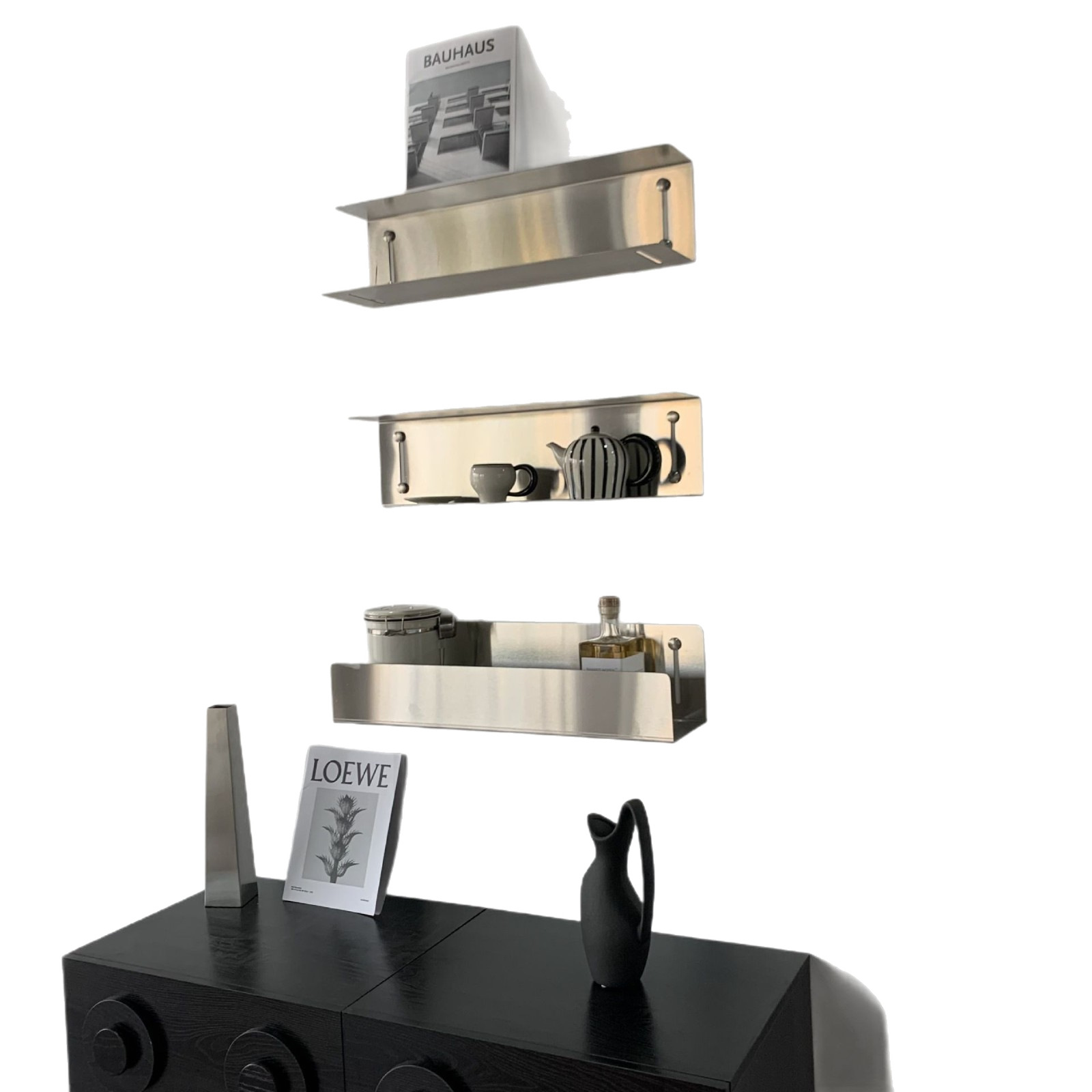 一字仕切り板ステンレス工字形棚壁掛け式多層上壁展示棚壁面装飾展示棚