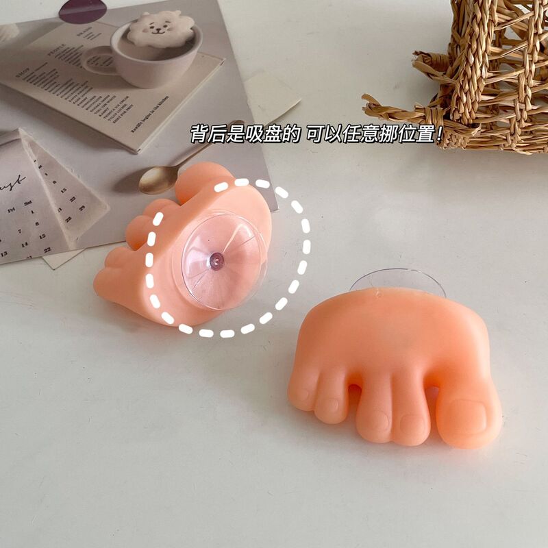 "Funny toe suction cup toothbrush holder" face towel storage non-perforated bathroom small hook cute creative storage rack "Funny toe suction cup toothbrush holder" face towel storage non-perforated bathroom small hook cute creative storage rack