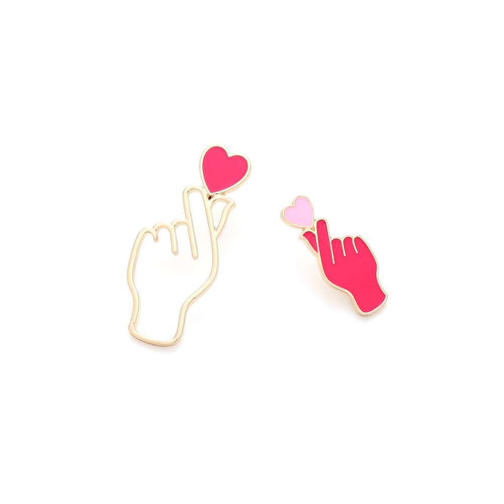 1 Pair Novelty Simple Style Heart Shape Enamel Alloy Ear Studs display picture 2