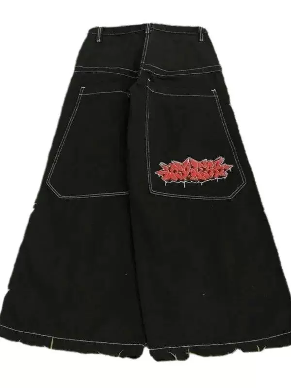 Мужские мешковатые джинсы Y2K — ретро широкие JNCO, вышитый рисунок на кармане, размеры S–XXL