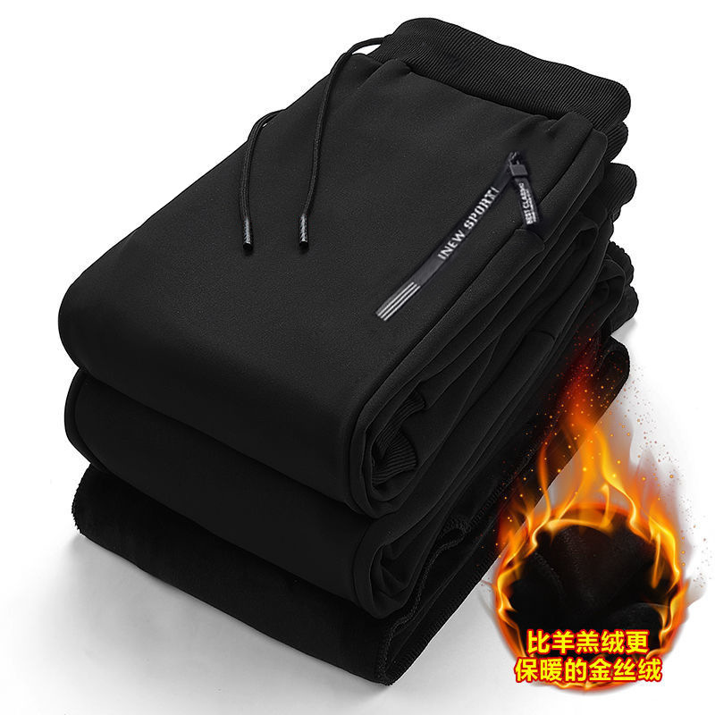 Camisa menos ropa Pantalones deportivos Otoño e Invierno para hombres Nuevo estilo coreano engrosado forrado de lana en stock al por mayor más tamaño cremallera pantalones Casuales