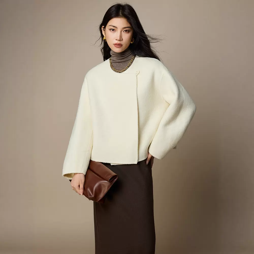 气质名媛双面羊绒羊毛大衣女秋冬毛呢外套新款女装小个子短款呢子