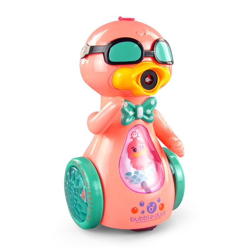 Douyin mismo pequeño pato lindo máquina de burbujas eléctrica Universal caminando gafas de sol pato música iluminación automática burbuja soplando
