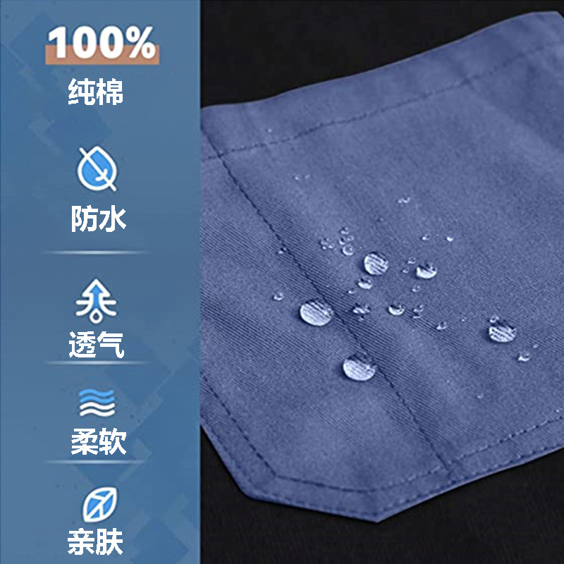 新款純棉圍裙廚師圍裙 帶有3 口袋，棉質(zhì)廚房圍裙防水防油