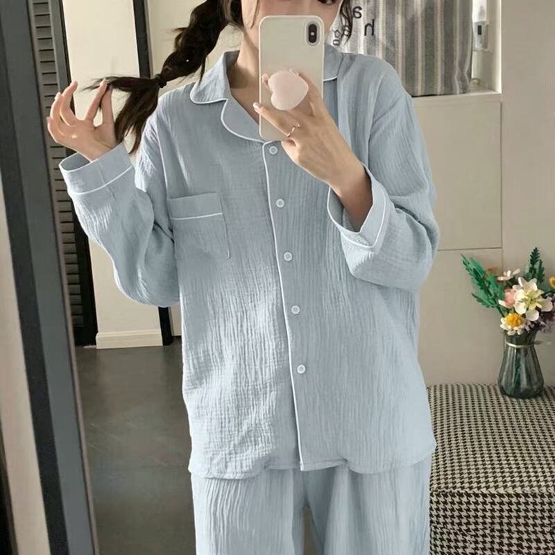 Women's long-sleeve bubble cotton pajamas for autumn and winter, Korean style, simple and loose cardigan, sweet style for girls, suitable for cross-border live streaming and home wear Women's long-sleeve bubble cotton pajamas for autumn and winter, Korean style, simple and loose cardigan, sweet style for girls, suitable for cross-border live streaming and home wear