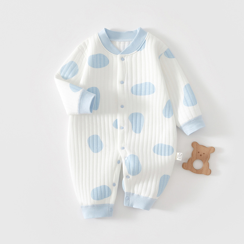婴幼儿春秋冬三层保暖外出家居服宝宝夹棉时尚爬服安阳童装连体衣|undefined
